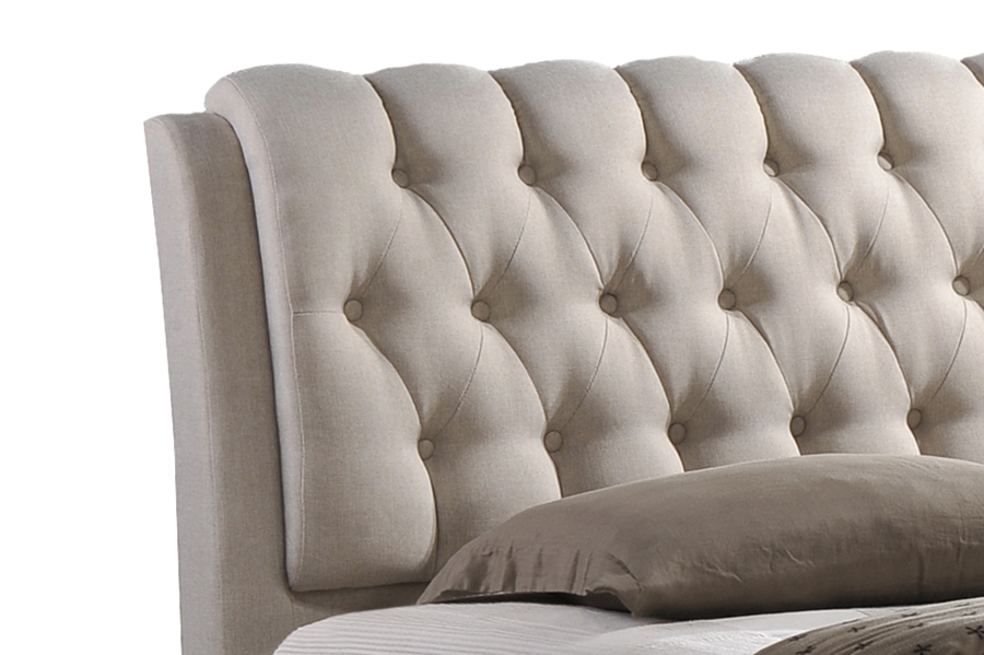 Baxton Studio Ainge Contemporary Button Tufted Light Beige Fabric